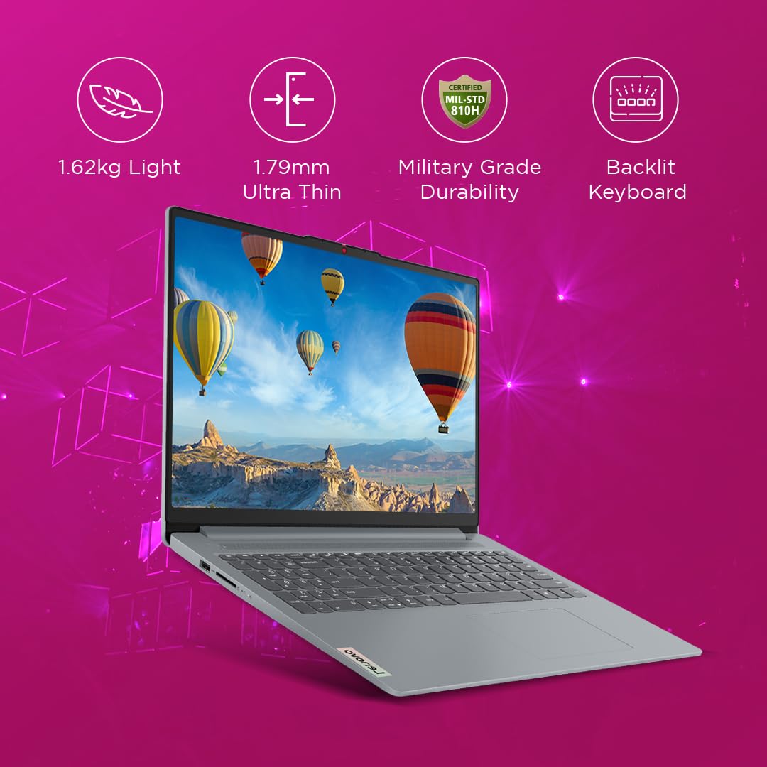 Lenovo IdeaPad Slim 3 Intel Core i5-13420H 15.6" (39.6cm) FHD IPS 300 Nits Thin & Light Laptop (16GB/512GB SSD/Win 11/Office 2021/Backlit KB/1Yr ADP Free/3 Month Game Pass/Grey/1.62Kg), 83EM0023IN