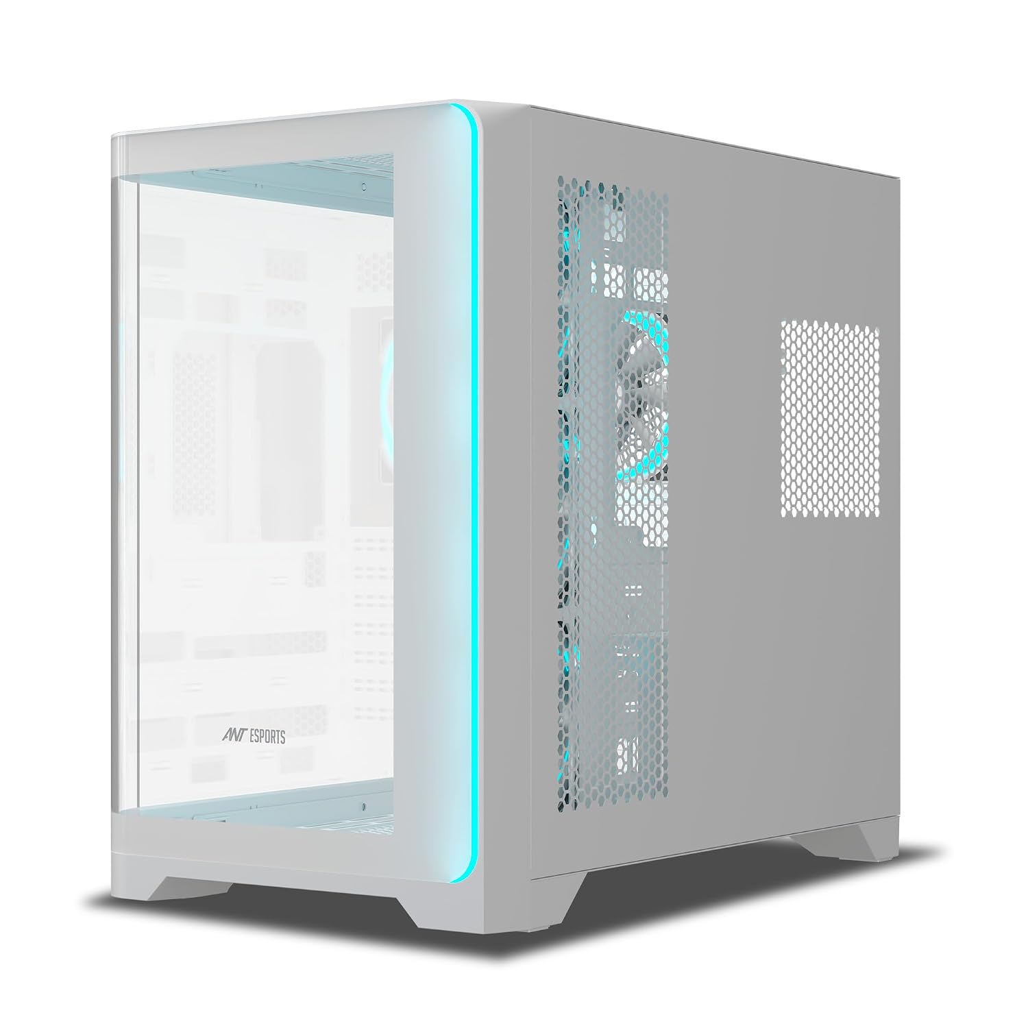 Ant Esports Crystal ARC Mid-Tower Computer Case/Gaming Cabinet - White |Front Curved Glass|Support ATX, Micro-ATX, Mini-ITX | Pre-Installed 4 ARGB-PWM Fans