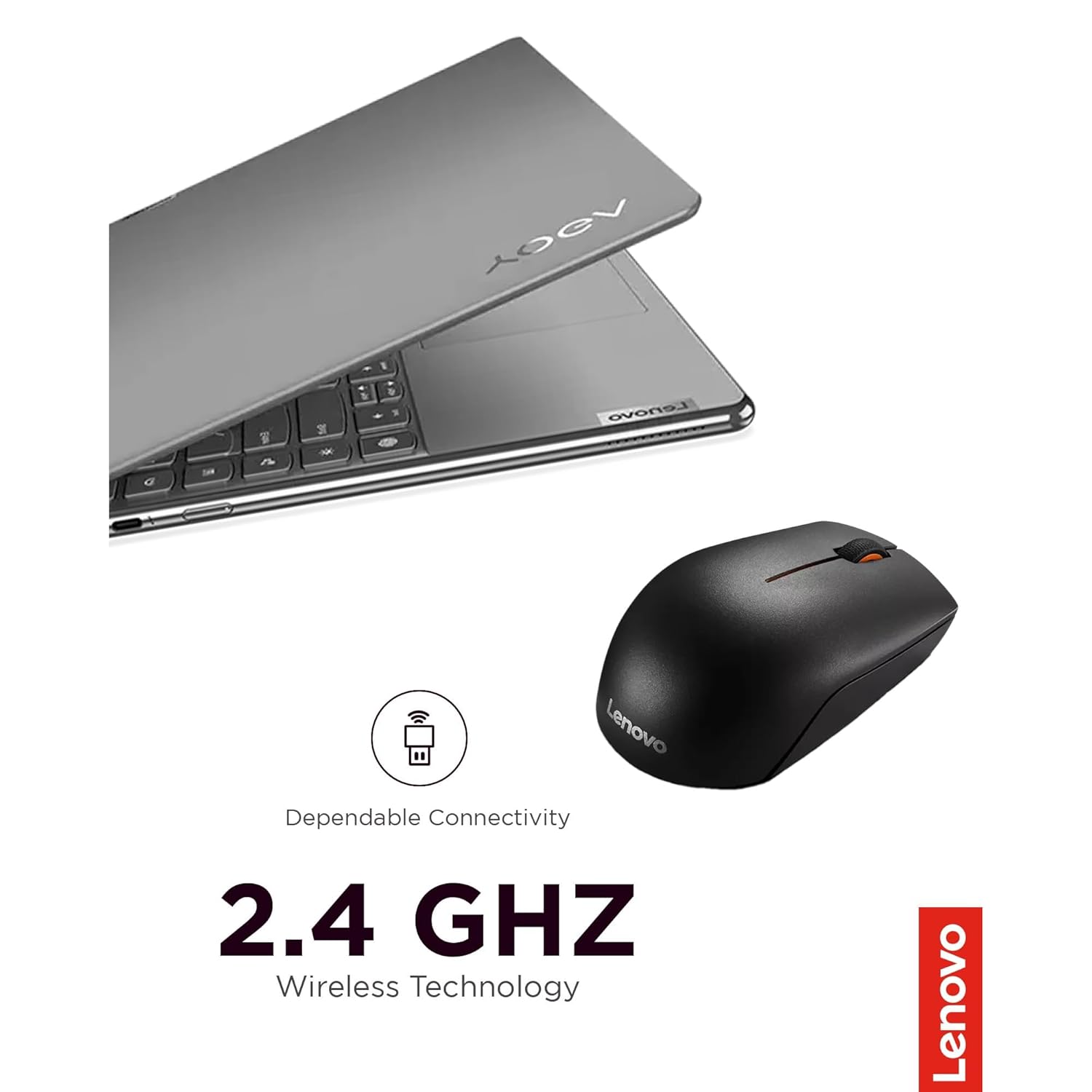 Lenovo 300 Wireless Compact Mouse, 1000 DPI Optical sensor, 2.4GHz Wireless Nano USB, 10m range, 3-button(left,right,scroll) upto 3M left/right clicks & 1yr battery, Ambidextrous, Ergonomic GX30K79401