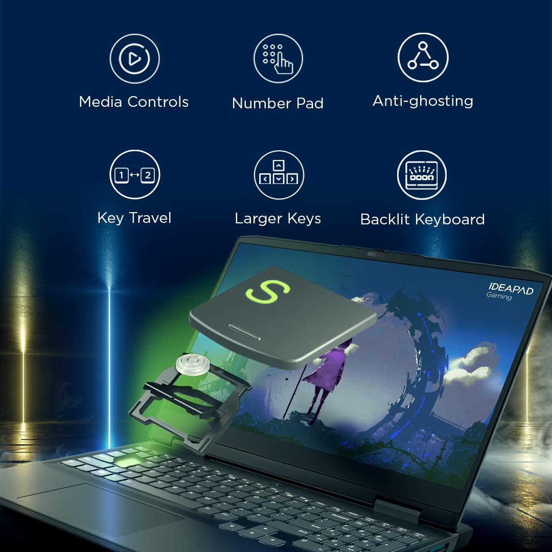 Lenovo IdeaPad Gaming 3 12th Gen Intel Core i5 12450H 15.6" (39.62cm) FHD IPS 120Hz Gaming Laptop (16GB/512GB SSD/Win11/Office 21/NVIDIA RTX 3050 4GB/Alexa/3 Mon Game Pass/Onyx Grey/2.3Kg), 82S9017TIN