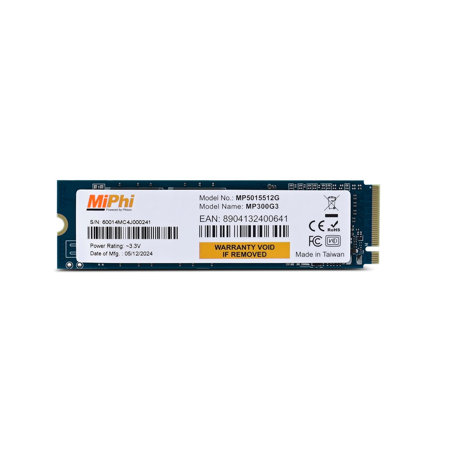 MP300G3 NVMe 512GB, Upto 3300MB/s, 5 Y Warranty, PCIe Gen 3 NVMe M.2 (2280), Internal Solid State Drive (SSD)