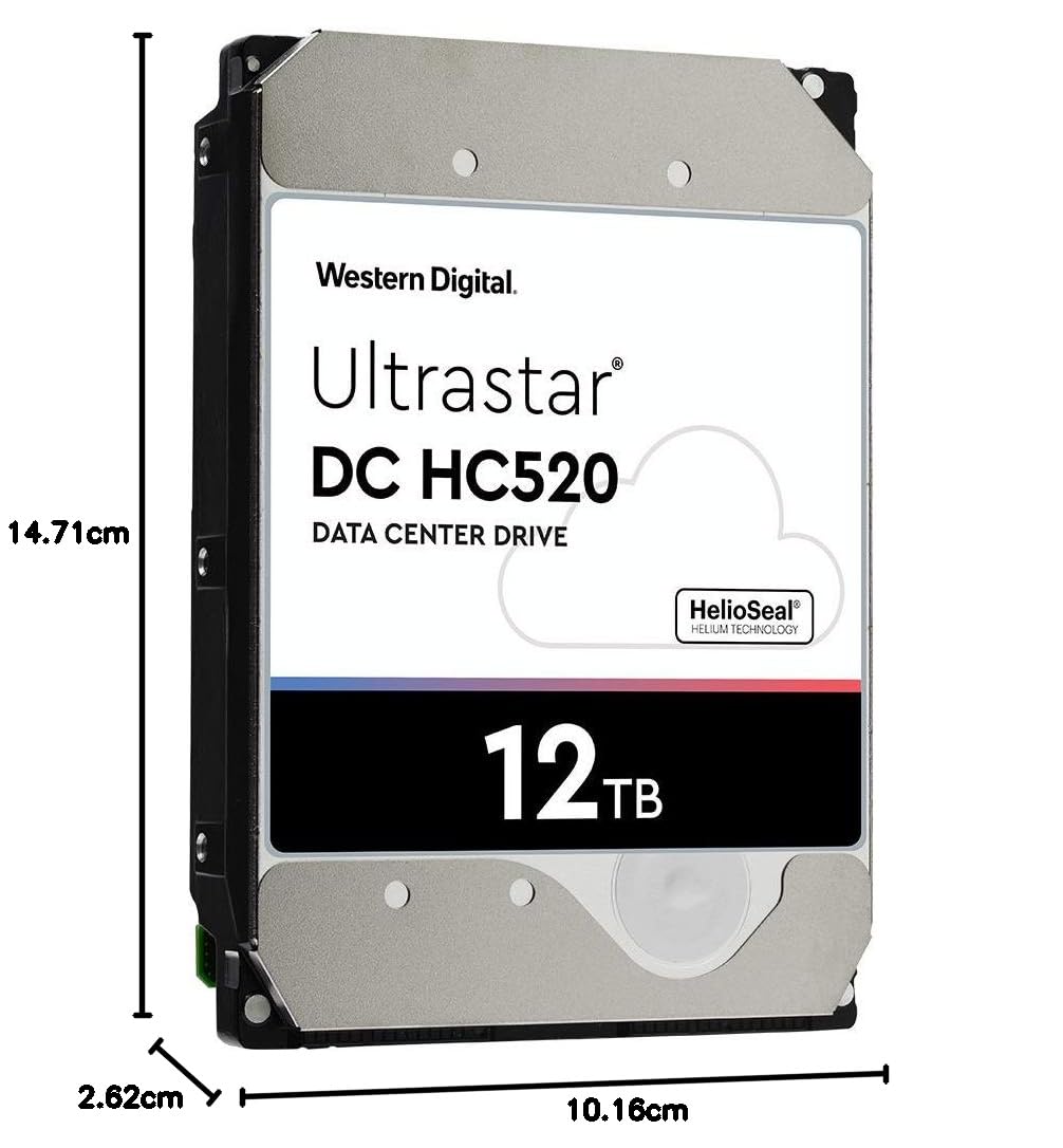 Western Digital 12TB Ultrastar DC HC520 SATA HDD - 7200 RPM Class, 256MB Cache, SATA 6 Gb/s, 3.5" (HUH721212ALE604)