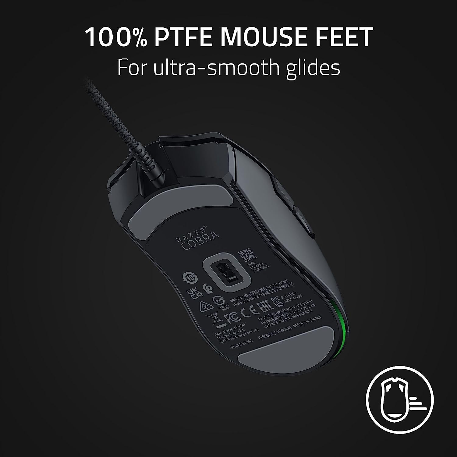 Razer Cobra Smartchoice Wired Gaming Mouse, 58g Lightweight Design, Gen-3 Optical Switches, Chroma RGB Underglow, 8500 DPI Optical Sensor, Speedflex Cable, Black