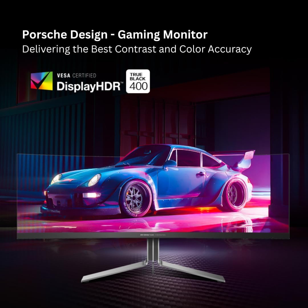 AOC PD49 Porsche Design 49" 5K DQHD QD-OLED Gaming Monitor, 240Hz Refresh Rate, HDR TrueBlack 400, 1800R Curve, 1000 Nits Brightness, USB-C, KVM, Speakers, Ergonomic Stand, Premium Build