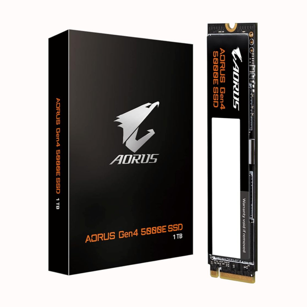 Gigabyte AORUS Gen4 5000E SSD 1TB SSD PCIe 4.0 NVMe M.2 Internal Solid State Hard Drive with Read Speed Up to 5000MB/s, Write Speed Up to 4600MB/s, AG450E1TB-G