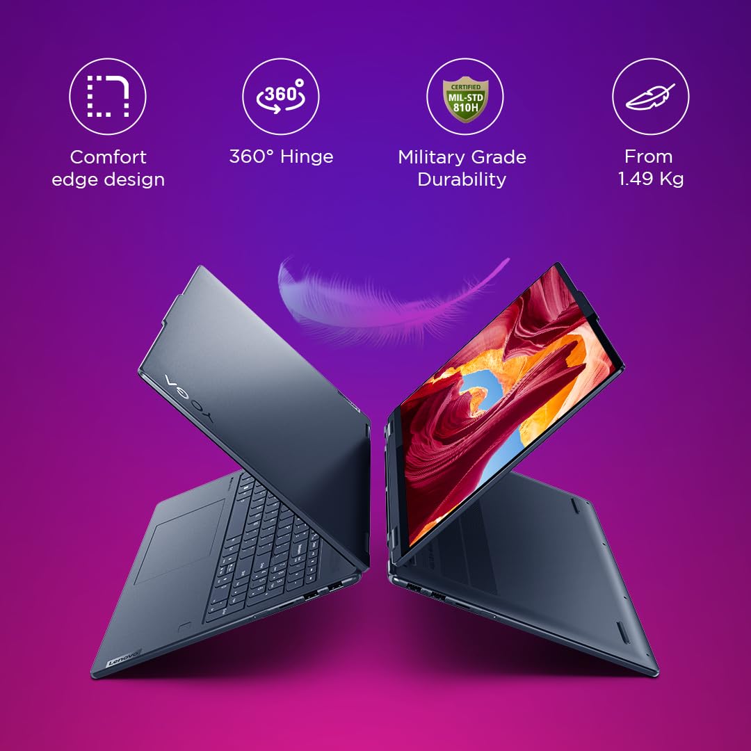 Lenovo Yoga 7 AMD Ryzen 7 7735U 14"(35.5cm) WUXGA-OLED 2-in-1 400Nits Laptop (16GB/1TB SSD/Win 11/Office 2021/Backlit KB/Digital Pen/1Yr Warranty/Alexa/3 mon. Game Pass/Tidal Teal/1.49Kg), 82YM0075IN