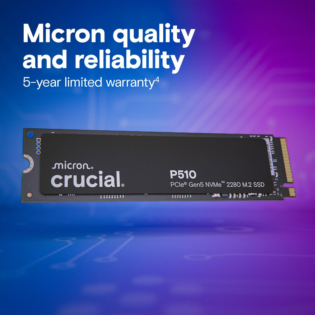 Crucial® P510 1TB PCIe Gen5 NVMe™ 2280 M.2 SSD