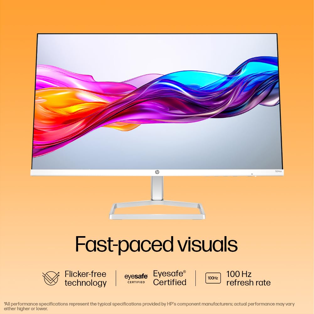 HP Series 5 23.8 inch FHD Monitor with Speakers - 524sa, 23.8inch(60.5cm),FHD(1920 x 1080),300 nits,Integrated Speakers, Eys Ease,Anti-Glare,2.58kg