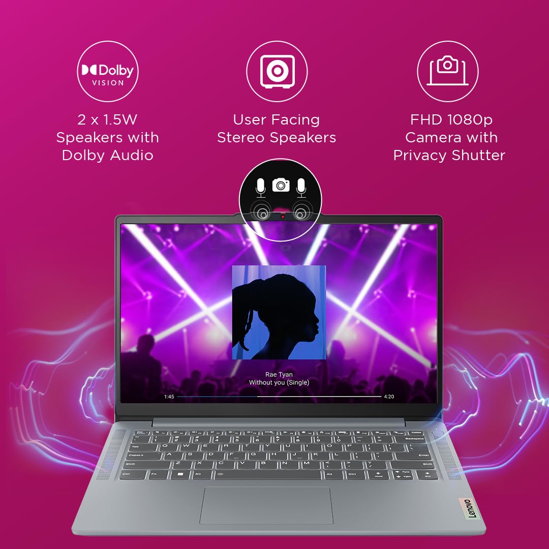 Lenovo IdeaPad Slim 3 12th Gen Core i5-12450H 14 inch (35.5cm) FHD Laptop (8GB RAM/512GB SSD/Windows 11/MS Office 2021/Alexa Built-in/1Yr ADP Free/3 Month Game Pass/Grey/1.3Kg), 83EQ005TIN