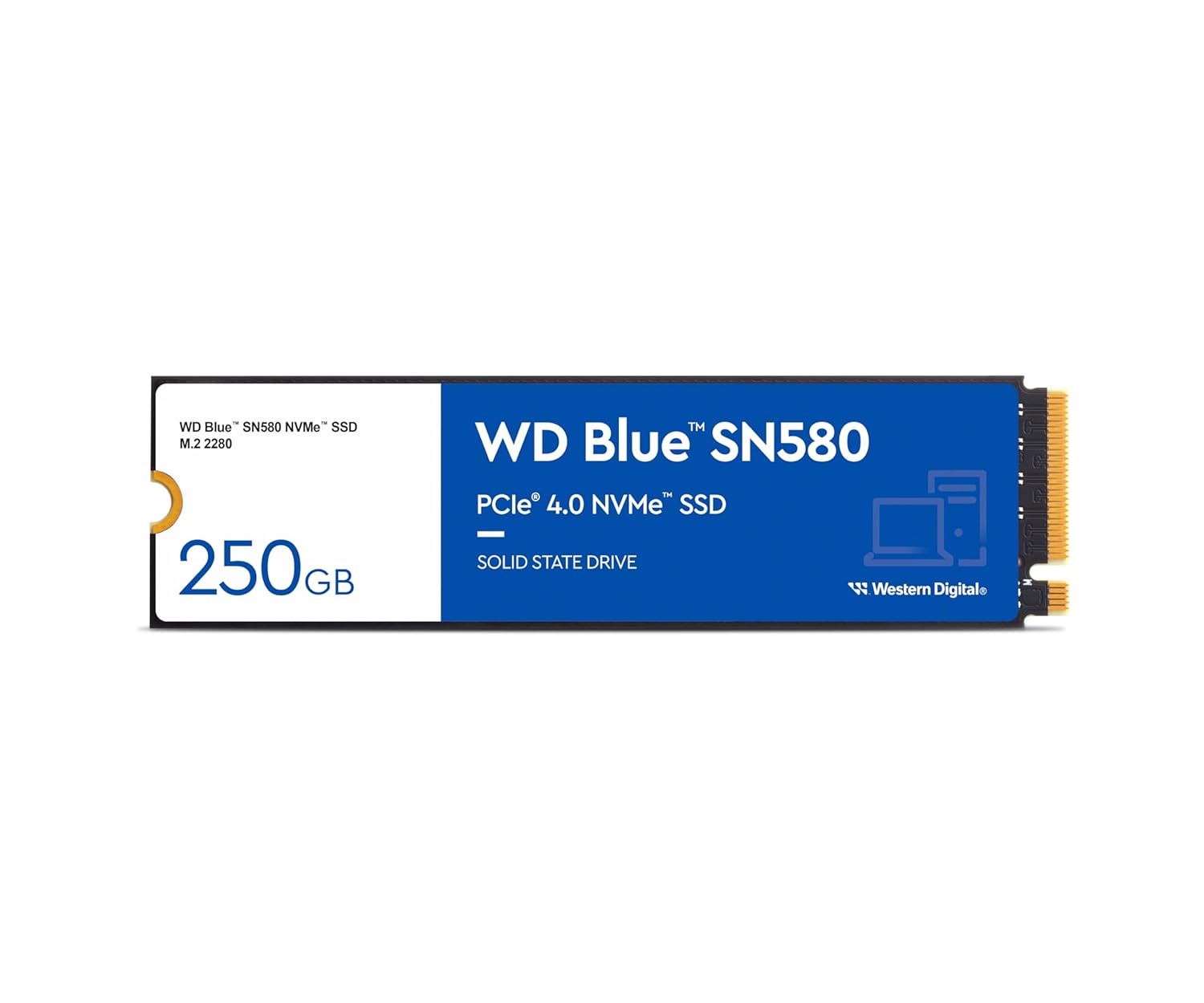Western Digital Wd Blue Sn580 Pcie Gen 4 Nvme Ssd Internal Storage, 250Gb