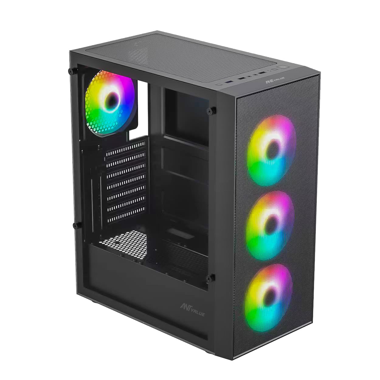 Ant Value VM45 Mid-Tower Computer Case/Gaming Cabinet - Black | Support M-ATX, ITX | Pre-Installed 4 Fans
