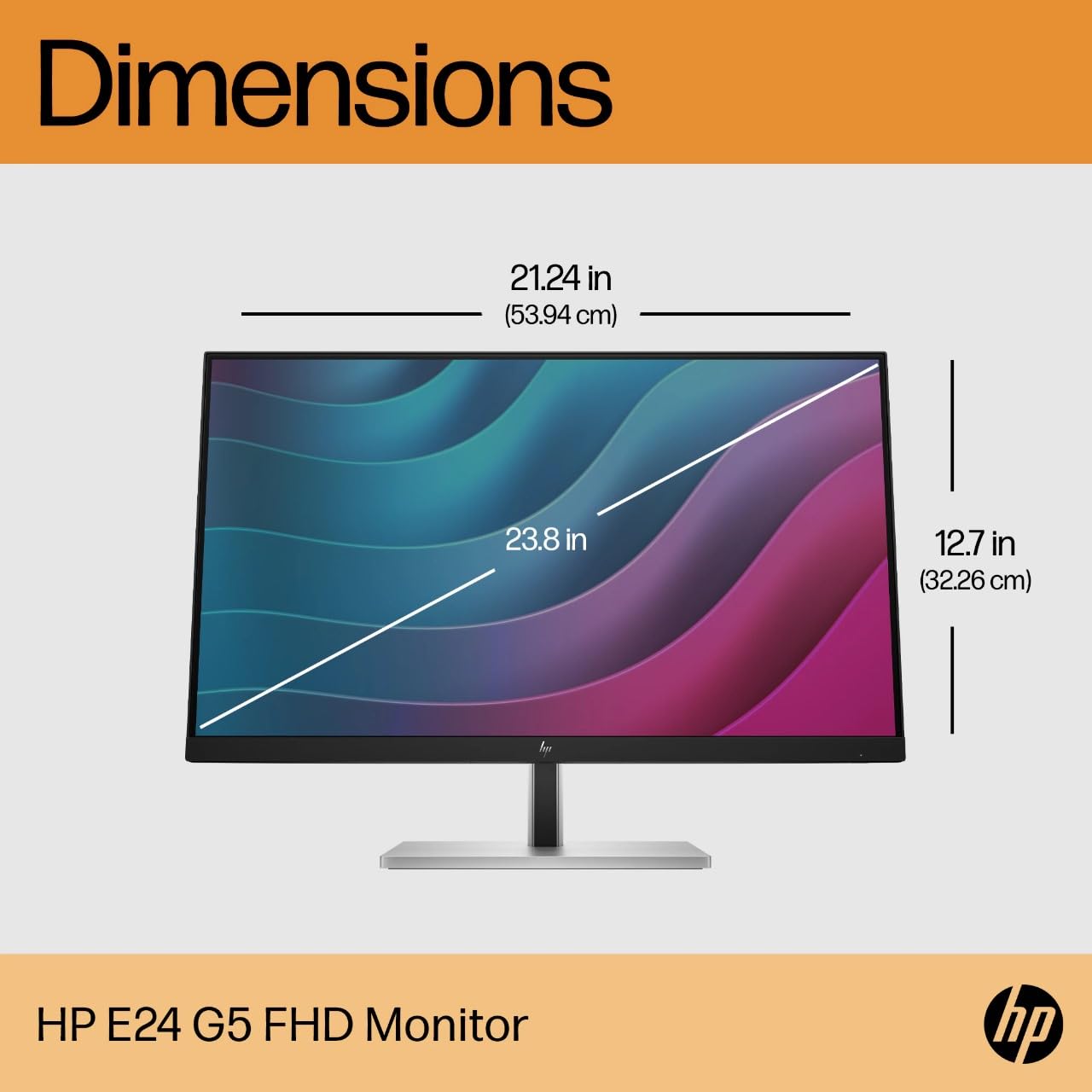 HP E24 G5 23.8" Full HD LCD Monitor - 16:9-24" Class - in-Plane Switching (IPS) Technology - Edge LED Backlight - 1920 x 1080-250 Nit - 5 ms - 75 Hz Refresh Rate - HDMI - DisplayPort - U,Black
