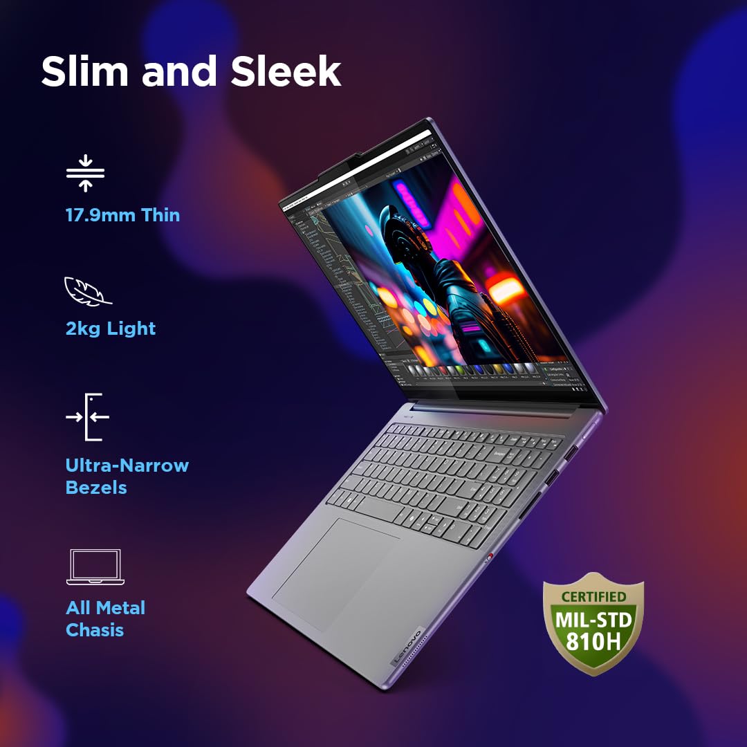 Lenovo Yoga Pro 9 Intel Evo Core Ultra 9 185H Built-in AI 16"(40.6cm) 3.2K IPS 165Hz Touchscreen Laptop (32GB/1TB SSD/NVIDIA RTX 4050 6GB/Win11/MSO 21/5.0MP+IR Cam/3 Mon GamePass/Grey/2Kg), 83DN004VIN