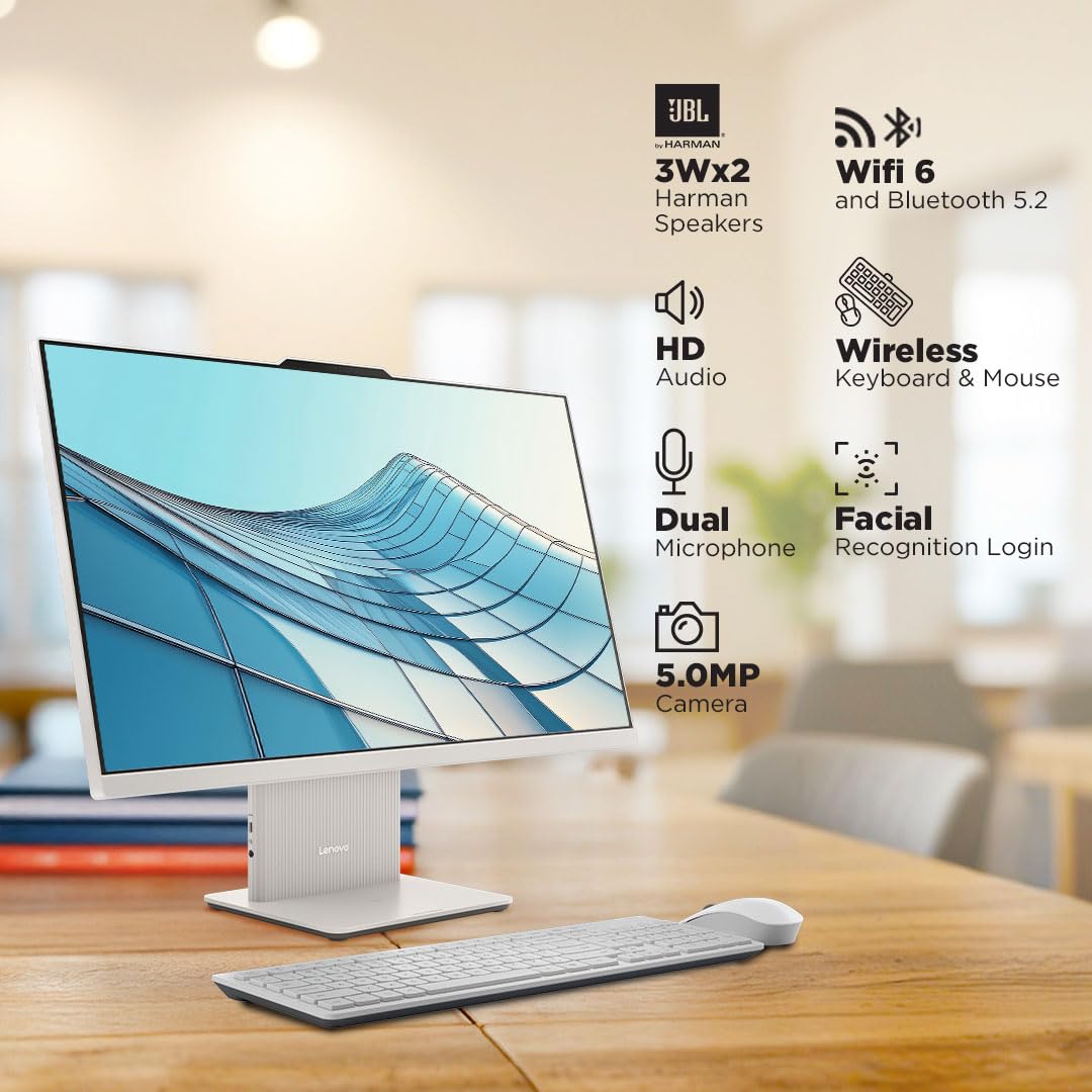 Lenovo IdeaCentre AIO Intel Core i7 13620H 27" QHD IPS 3-Side Edgeless All-in-One Desktop (32GB/1TB SSD/Win11/Office 21/5.0MP+IR Camera/3Wx2 Harman Speakers/Wireless EOS Keyboard & Mouse), F0HM0067IN