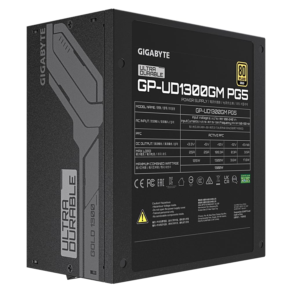 GIGABYTE GP-UD1300GM PG5 1300W ATX Power Supply | Fully Modular | 80 Plus Gold | PCIe 5.0 Ready | High Power Output