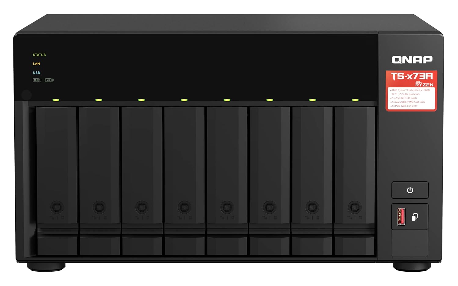 QNAP TS-873A-8G 8 Bay High-Performance NAS with 2 x 2.5GbE Ports and Two PCIe Gen3 Slots