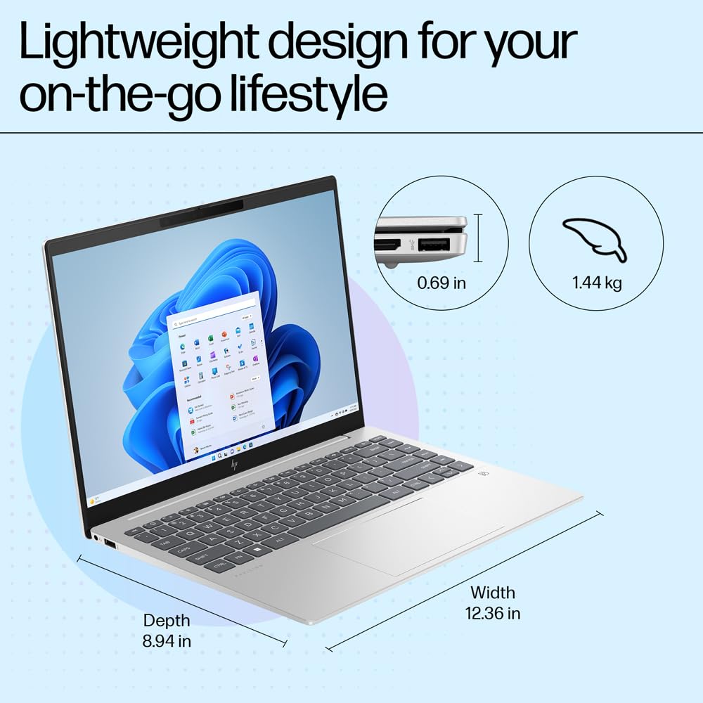 HP Pavilion Plus, 13th Gen Intel Core i5-1335U, 16GB DDR5, 512GB SSD, (Win11, Office21, Silver, 1.44 kg),IPS, Anti-glare, 14-inch (35.6cm) WUXGA Laptop, Intel Iris Xe graphics, 5MP IR camera, ew0116TU