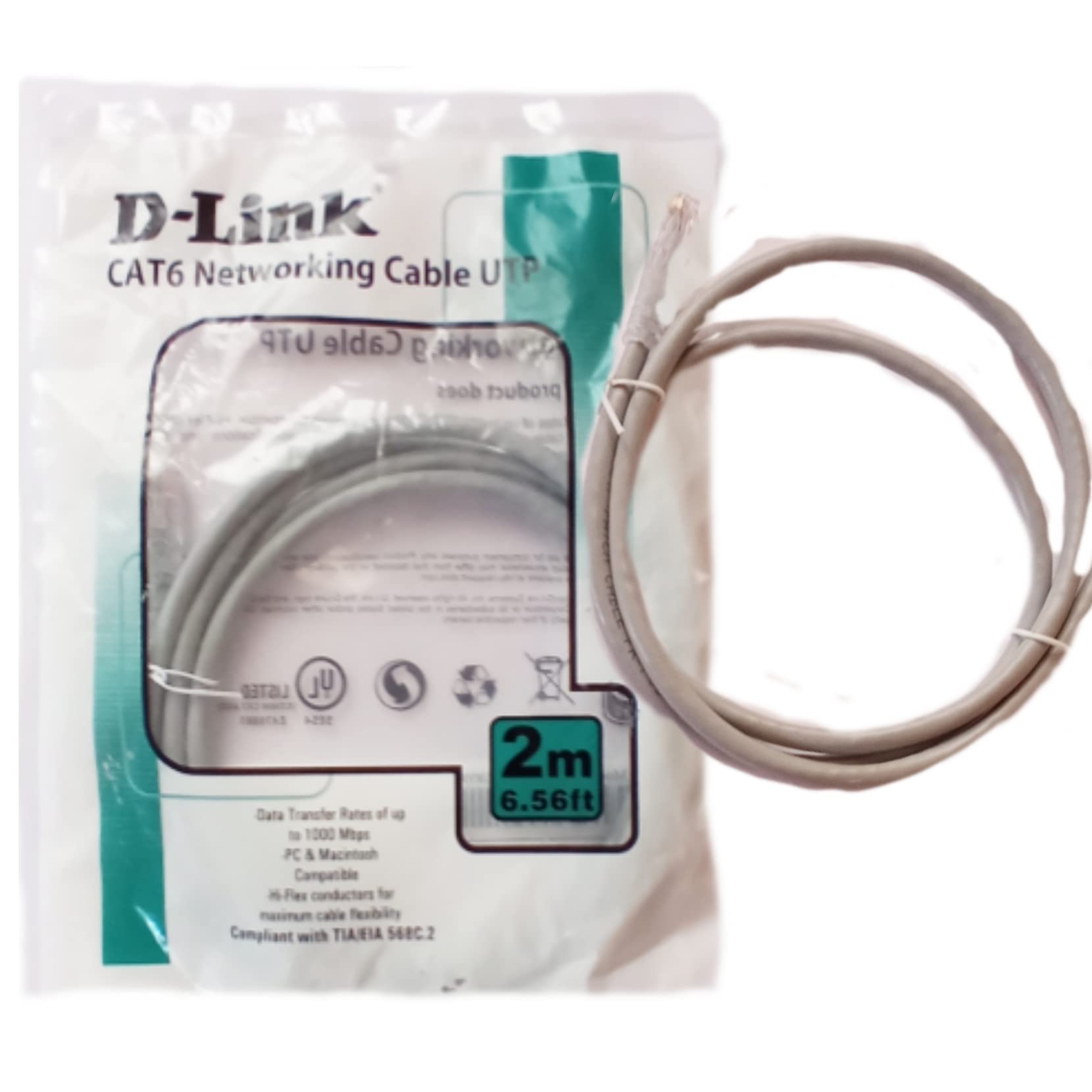 D-Link RJ45 CAT-6 P NCB-C6UGRYR1-1 1-Meter Patch Cord for Personal Computer (Gray)