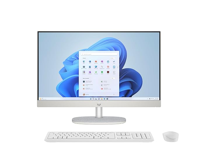 HP All-in-One 24,13th Gen Intel Core i7-1355U,23.8inch(60.5 cm),FHD,Anti-Glare,16 GB DDR4,512GB SSD, 710 White Wireless Keyboard and Mouse Combo,Windows 11,Shell White, 5.53kg,24-cr0037in - Zapnet.in