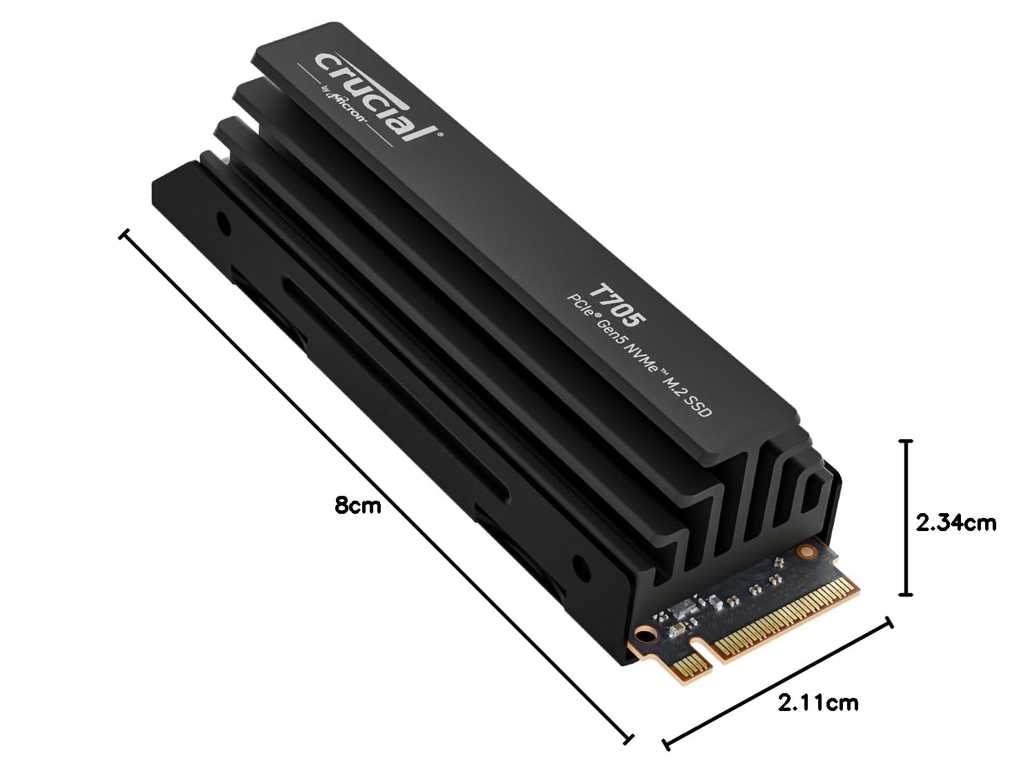 Crucial® T705 1TB PCIe Gen5 NVMe M.2 SSD with heatsink