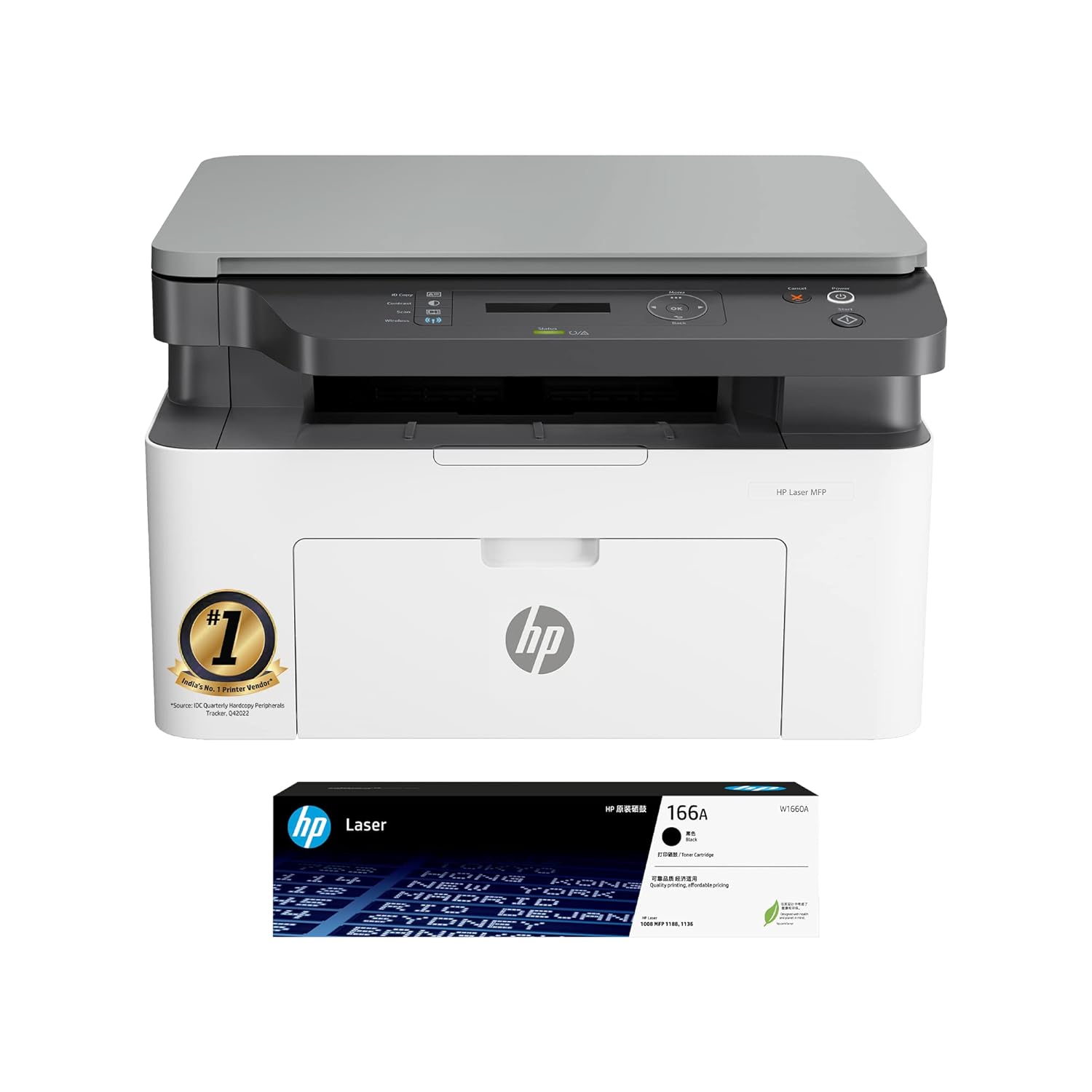 HP Laserjet 1188nw WiFi Monochrome Printer, Print Copy Scan, Compact Design, Reliable and Fast Printing, Network Support,White