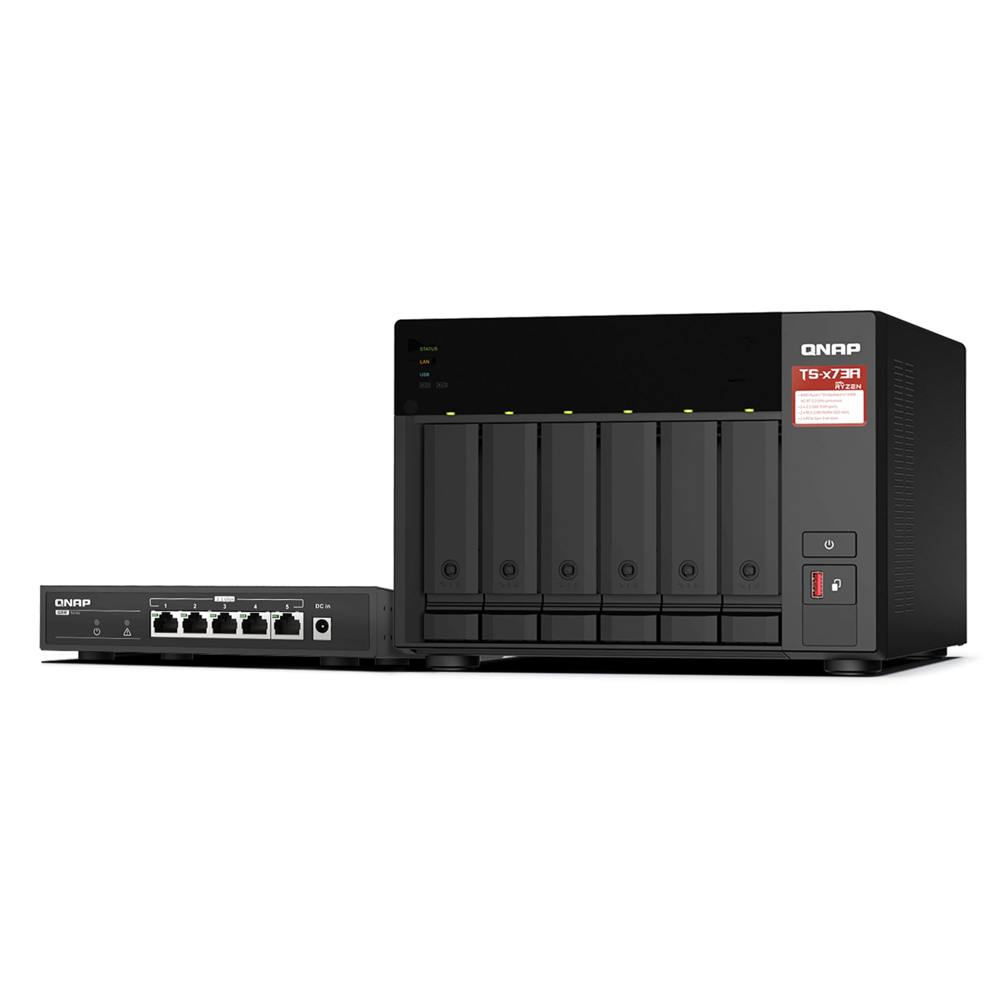 QNAP TS-473A-8G 4 Bay High-Speed Desktop NAS with AMD Ryzen 4-core CPU, 8GB DDR4 Memory and 2.5GbE