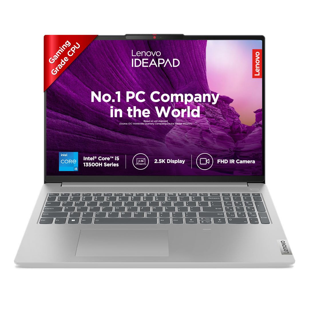 Lenovo IdeaPad Slim 5 12th Gen Intel Core i5 12450H 16" (40.6cm) WUXGA IPS 300Nits Laptop (16GB/512GB SSD/Win 11/Office 2021/Backlit KB/FHD 1080p Camera/Alexa/3 Month Game Pass/Grey/1.8Kg), 83BG000DIN