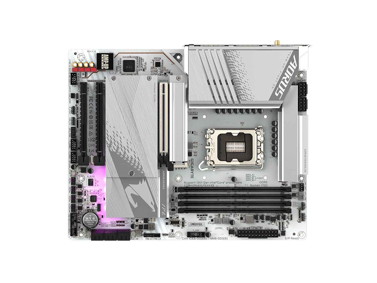 GIGABYTE Z790 AORUS Elite AX ICE (LGA 1700/ Intel/ Z790 X/ATX/ DDR5/ 4* M.2/ PCIe 5.0/ USB 3.2 Type-C/Wi-Fi 6E/ 2.5GbE LAN/Q-Flash Plus/EZ-Latch Plus/Motherboard)