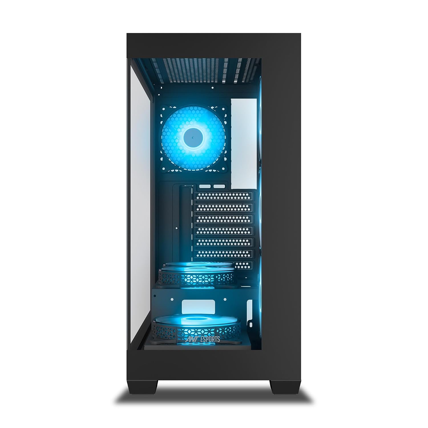 Ant Esports Crystal X7 ATX Computer Case/Gaming Cabinet with Type-C - Black | Support ATX, Micro-ATX, Mini-ITX | Pre-Installed 3 M/B Plate Fans, 2 PSU Shroud Fans, 1 Bottom & 1 Rear Fan