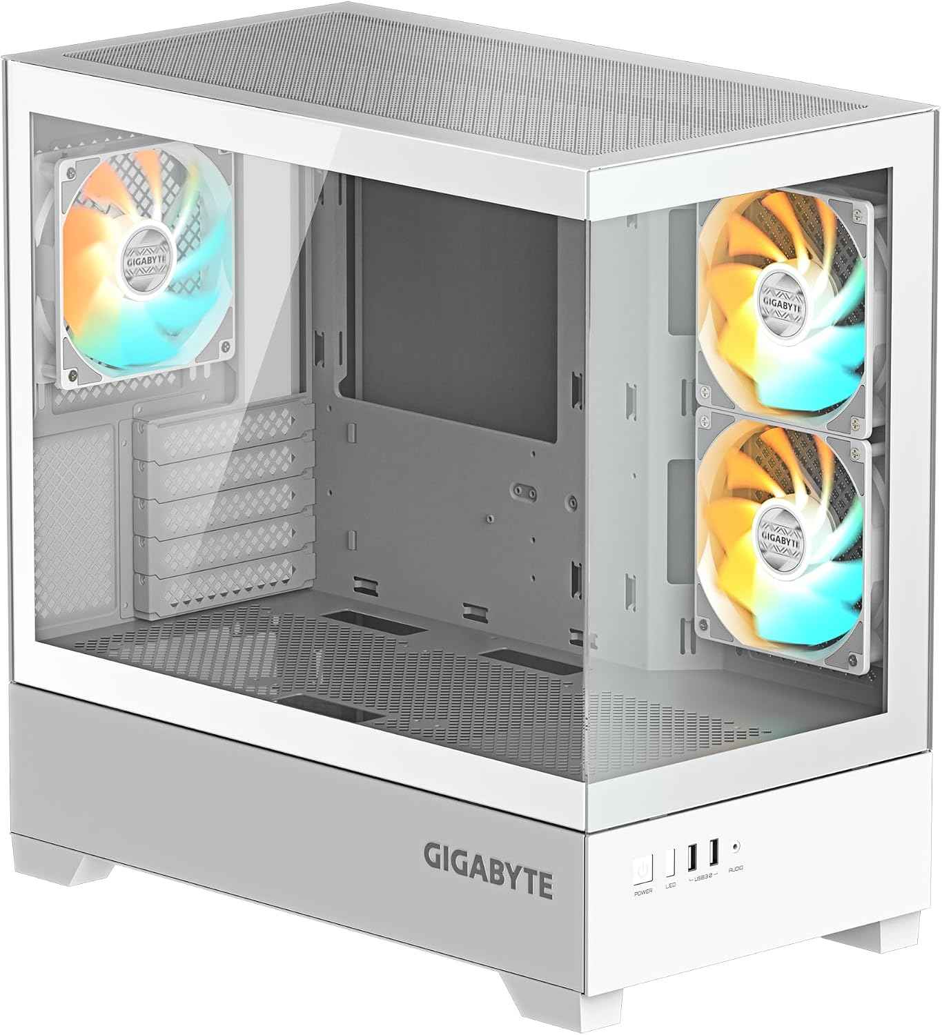 GIGABYTE C201 Panoramic ICE PC Case - Mid Tower, m-ATX, 360mm Radiator Support, 3 Pre-Installed Fans, USB 3.0, Support RGB Fusion