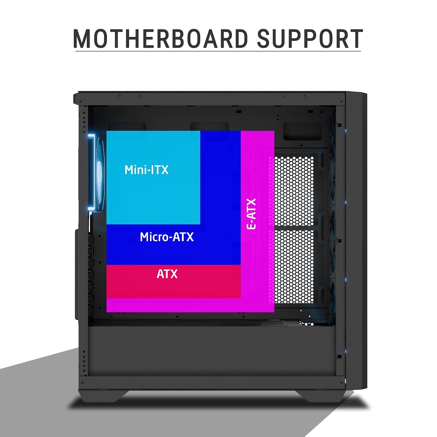Ant Esports Aqua 360 4F Mid-Tower Computer Case/Gaming Cabinet - Black | Pre-Installed 4 ARGB Fans