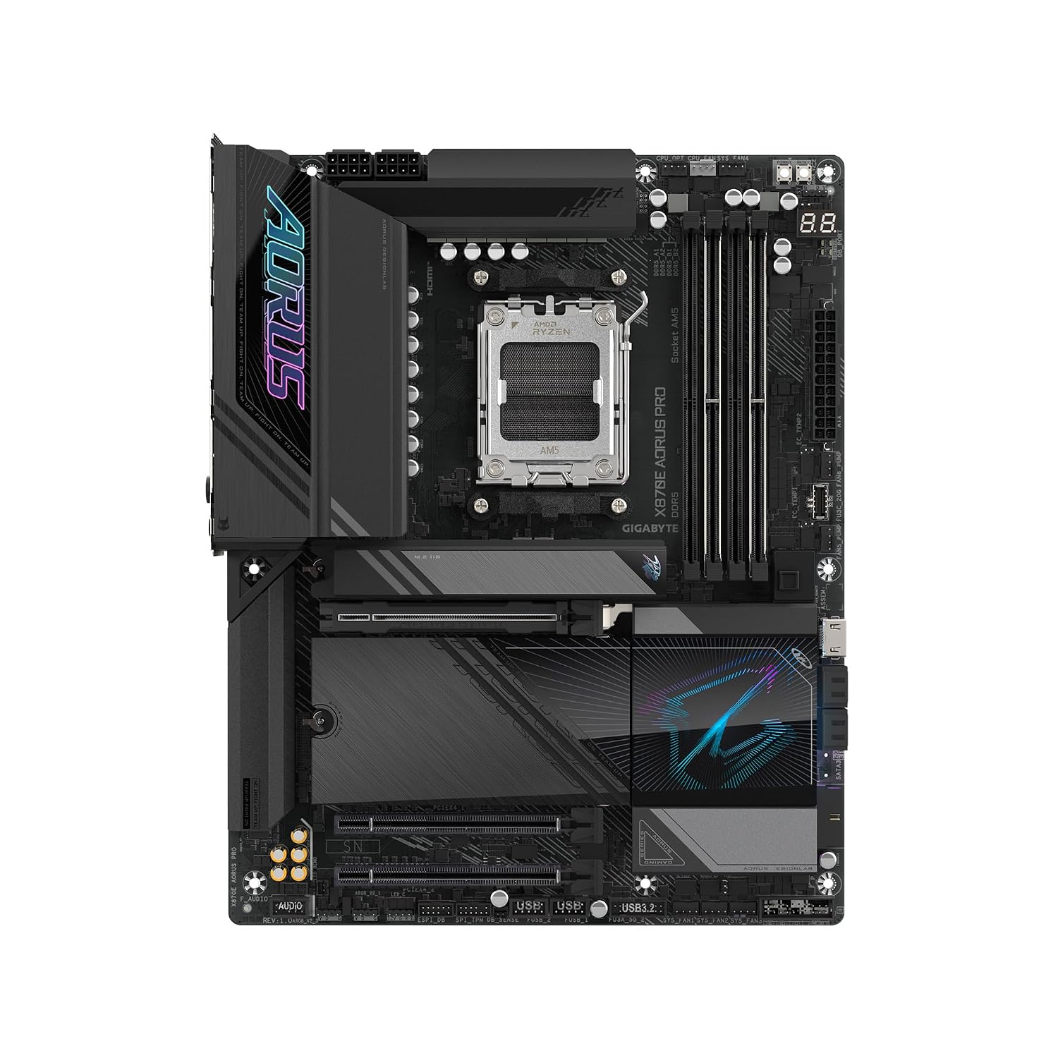GIGABYTE X870E AORUS PRO AMD AM5 LGA 1718 Motherboard, ATX, DDR5, 4X M.2, PCIe 5.0, USB4, WIFI7, 2.5GbE LAN, EZ-Latch, 3-Year Warranty