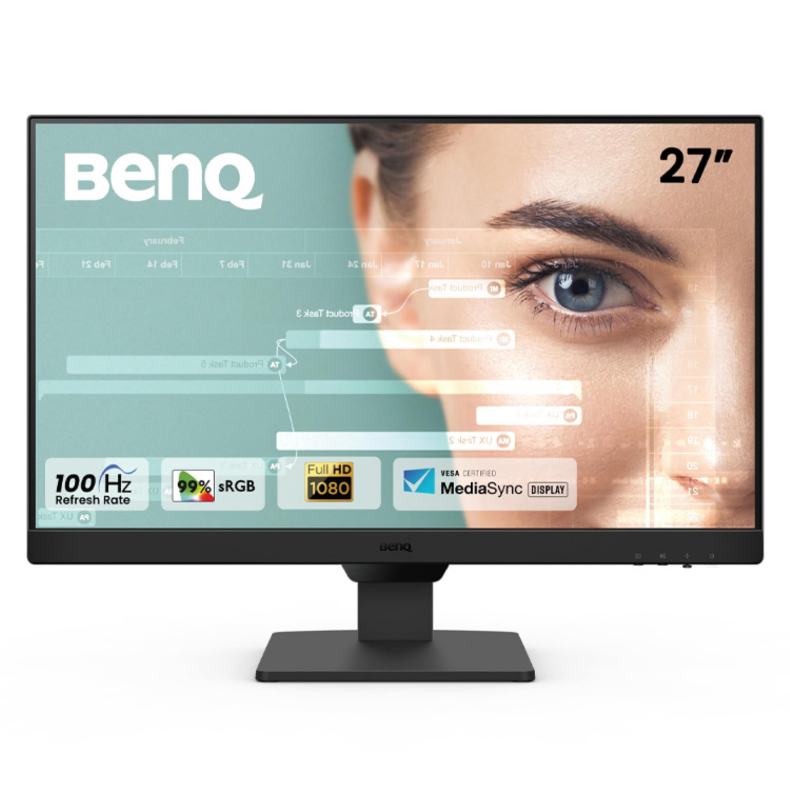 BenQ GW2490 24 Inches 1920X1080P FHD IPS Monitor| 100Hz|99% Srgb|Eye-Careu|Dual HDMI|Display Port|Bezel-Less|Eyesafe|VESA Mediasync|B.I.|Low Blue Light+| Speakers|VESA Wall Mountable(Black)
