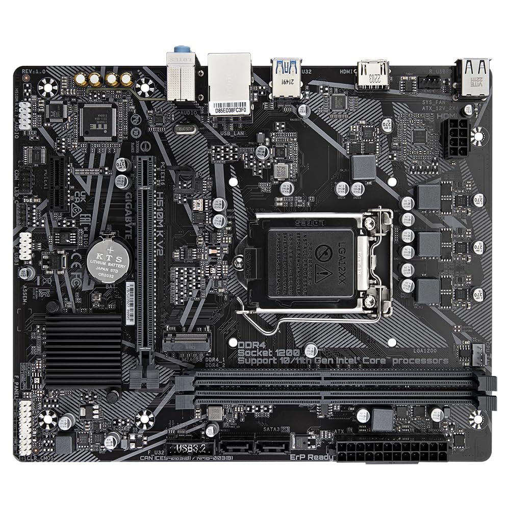 GIGABYTE H510M K V2 Motherboard | Intel H510 | Micro ATX | DDR4 | PCIe 3.0 | HDMI | USB 3.2 | Reliable Entry-Level