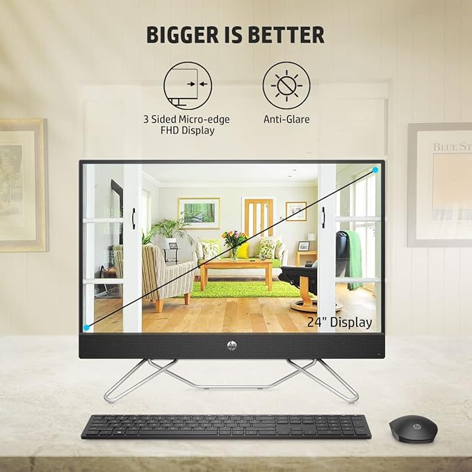 HP All-in-One, 12th Gen Intel Core i5-1235U (8GB RAM,512GB) Anti Glare, 24''(60.5 cm) FHD Windows 11, MSO, Black, 5.37kg, Wireless Keyboard and Mouse Combo, IR Privacy Camera, 24-cb1907in - Zapnet.in