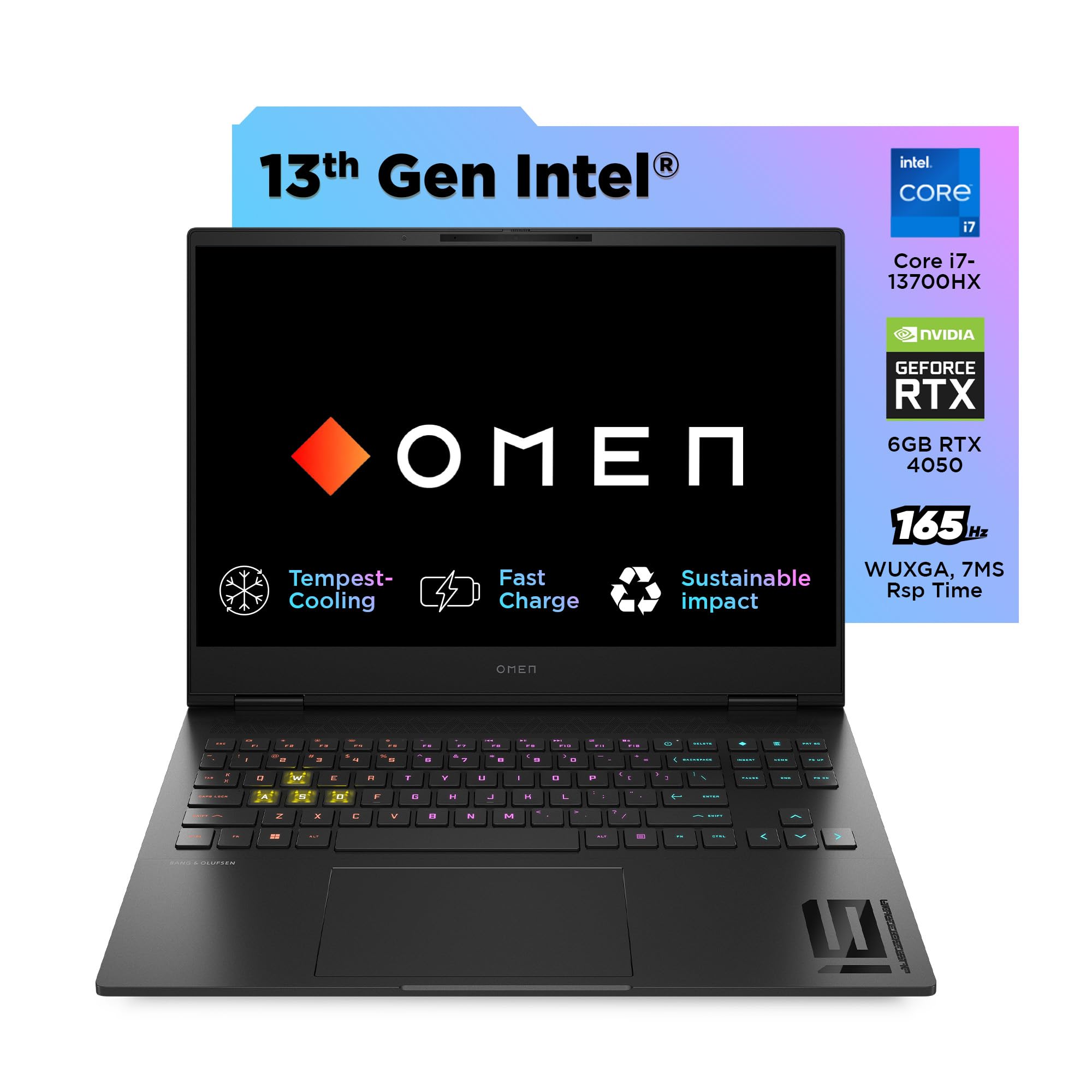HP OMEN, 13th Gen Intel Core i7-13700HX, 6GB NVIDIA RTX 4050, 16GB DDR5, 512GB SSD, (Win11, Office21, Black, 2.1kg) 165Hz, 7MS, IPS, WUXGA, 16-inch (40.6cm), Gaming Laptop, RGB KB, u0022TX - Zapnet.in