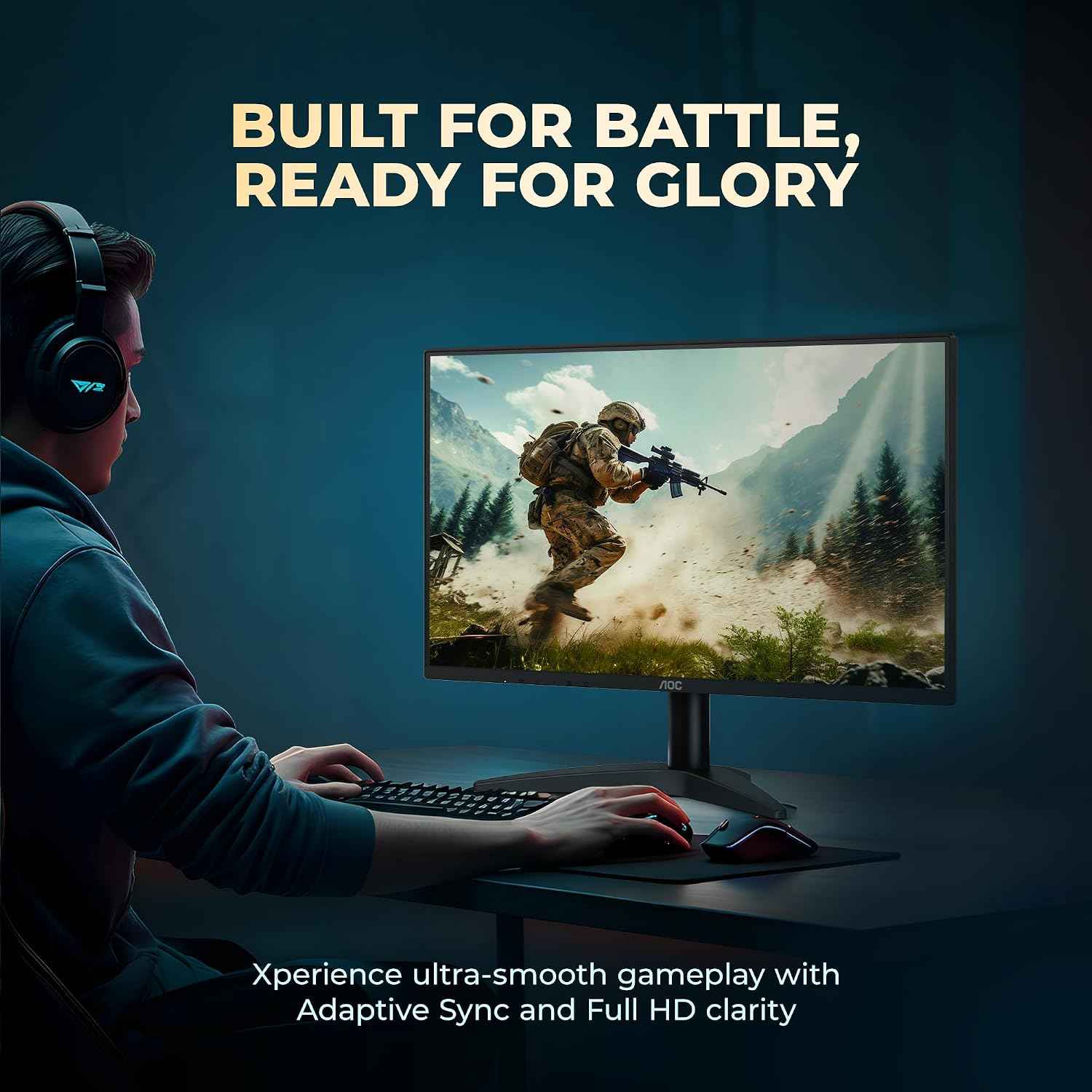 AOC 24B36H 23.8-Inch IPS Full HD Monitor, 100Hz Refresh Rate, 1ms Response Time, 3-Sided Frameless Design, Adaptive Sync, SRGB 105%, Mega DCR, HDMI Port, Flicker-Free Technology for Smooth Viewing