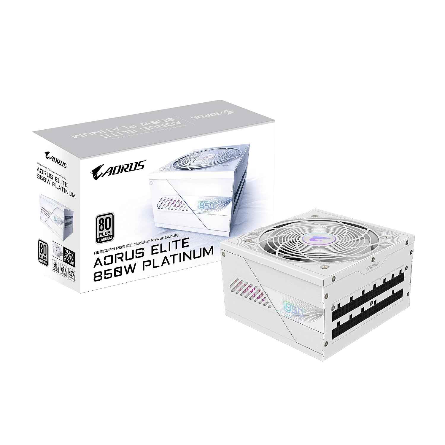 GIGABYTE GP-AE850PM PG5 ICE 850W Power Supply | 80 Plus Platinum | Fully Modular | PCIe 5.0 Ready | White Edition | Japanese Capacitors | Silent Fan | ATX PSU