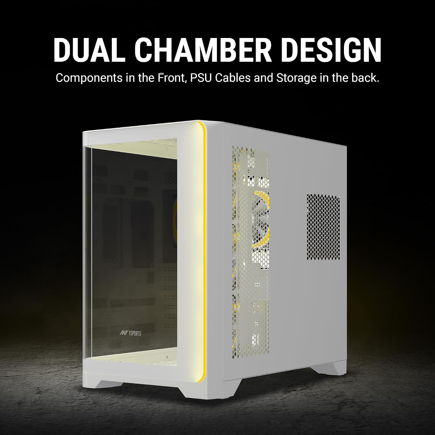 Ant Esports Crystal ARC Mid-Tower Computer Case/Gaming Cabinet - White |Front Curved Glass|Support ATX, Micro-ATX, Mini-ITX | Pre-Installed 4 ARGB-PWM Fans