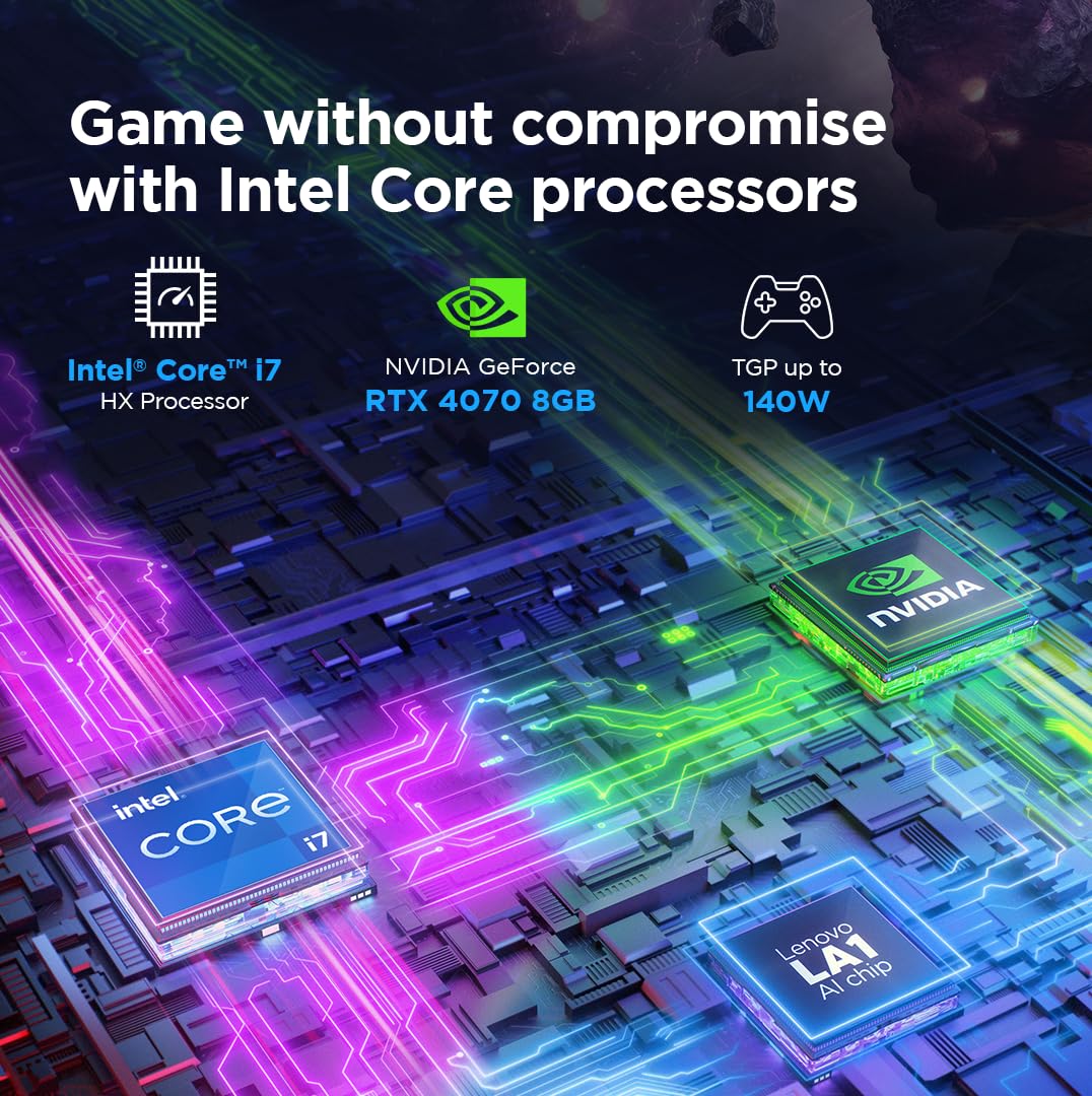 Lenovo Legion 5 Intel Core i7-14650HX 16" (40.64cm) WQXGA IPS 350Nits 165Hz Gaming Laptop (16GB/1TB SSD/Win 11/Office 2021/NVIDIA RTX 4070 8GB/100%sRGB/Alexa/3 Month Game Pass/Grey/2.3Kg), 83DG009DIN