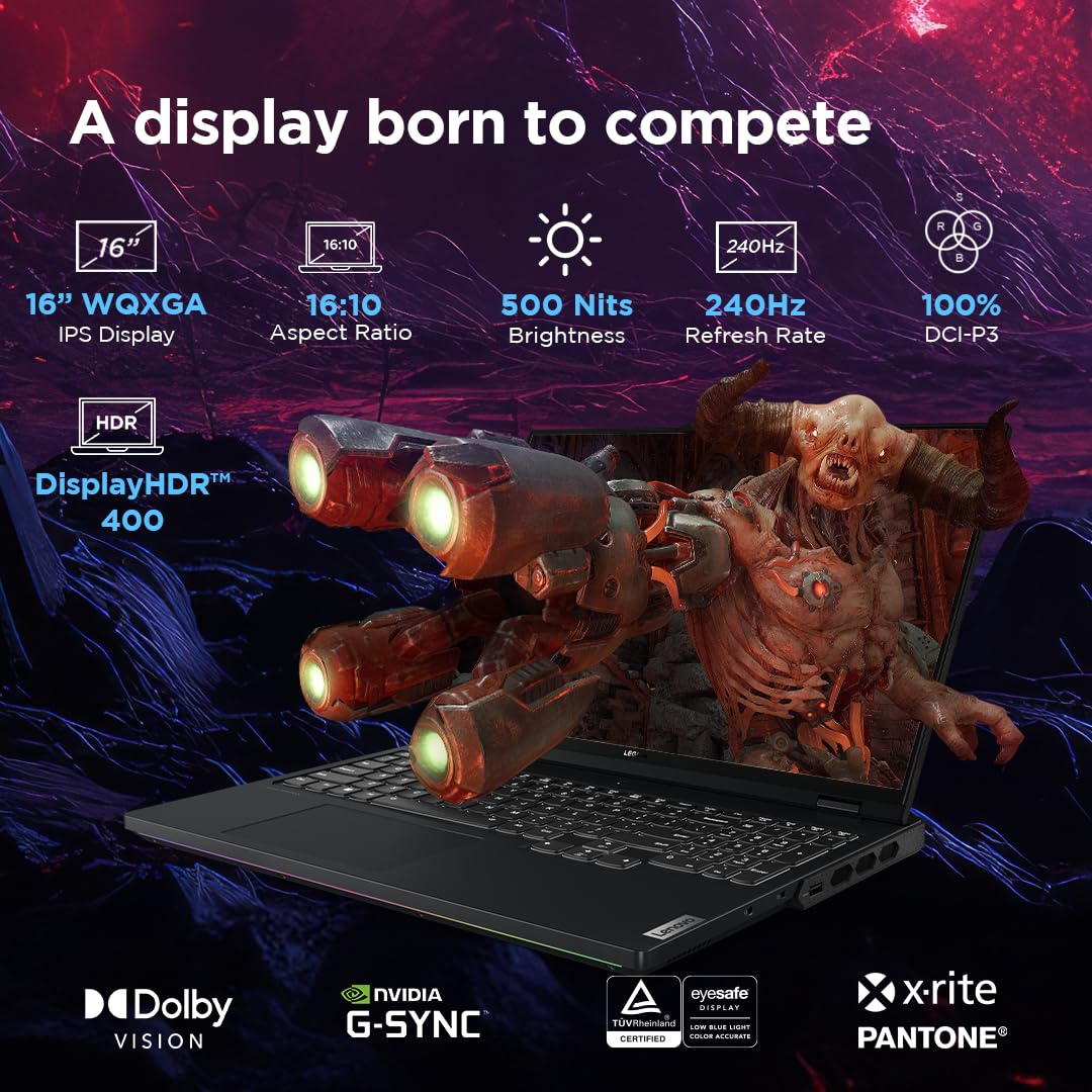Lenovo Legion Pro 7 Intel Core i9-14900HX 16" (40.6cm) WQXGA IPS 500Nits 240Hz Gaming Laptop (32GB/1TB SSD/Win 11/Office 21/NVIDIA RTX 4090 16GB/100% DCI-P3/3mon Xbox Game Pass/Black/2.6Kg),83DE001JIN