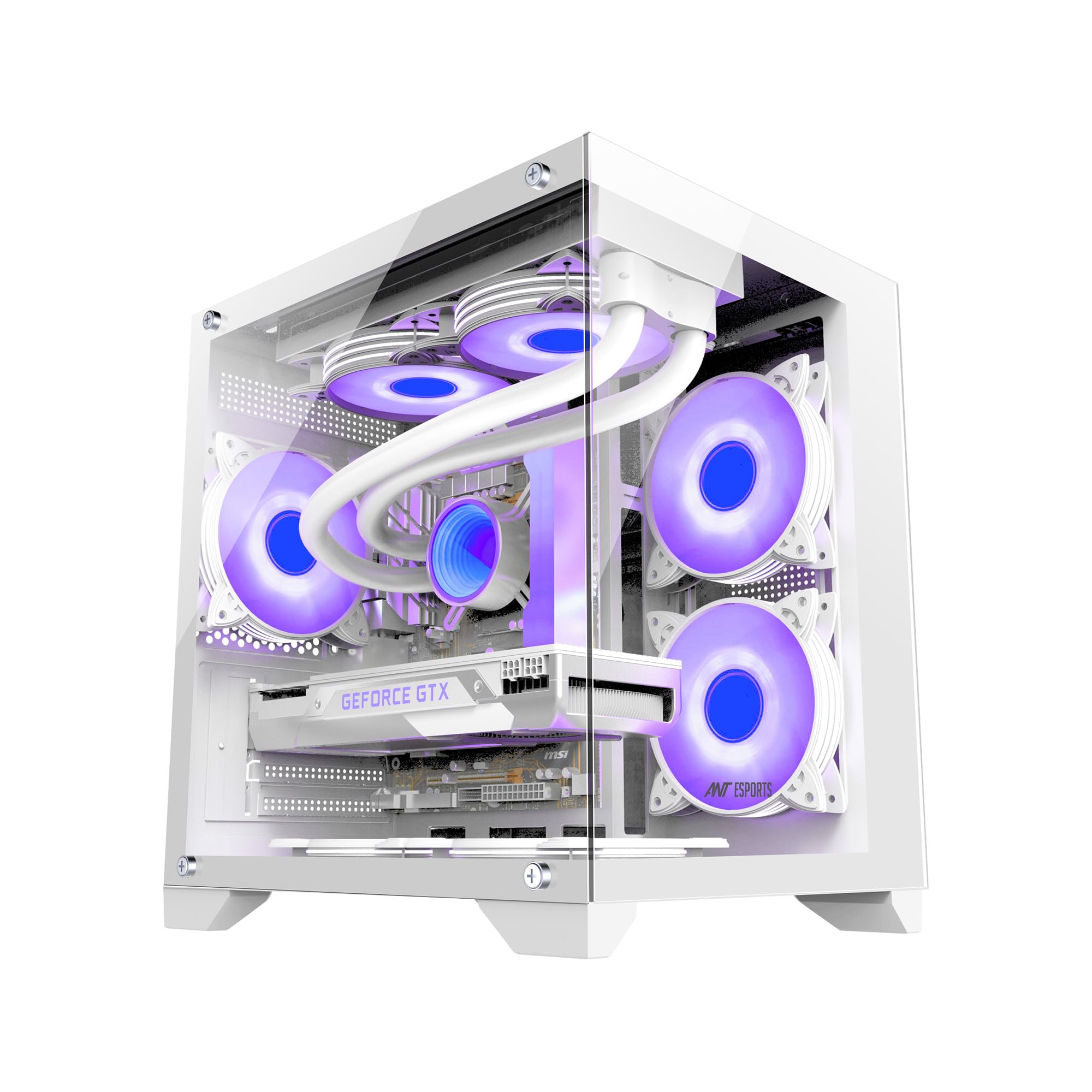 Ant Esports Crystal Z2 Mid-Tower Computer Case/Gaming Cabinet – Black | Support Micro-ATX, Mini-ITX | Pre-Installed 3 ARGB Infinity Mirror Fans