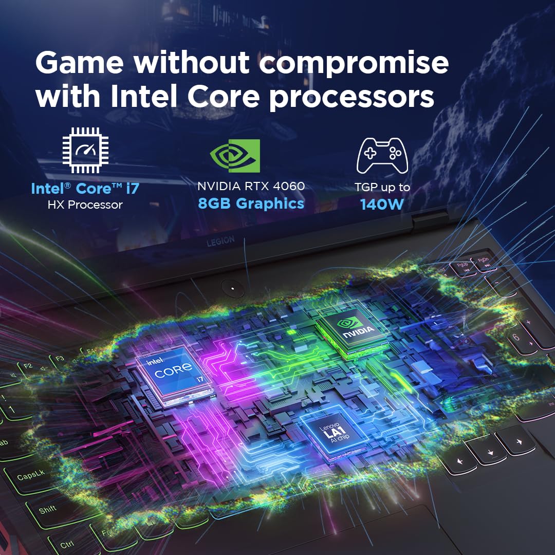 Lenovo Legion Pro 5 Intel Core i7-14650HX 16" (40.64cm) WQXGA IPS 500Nits 240Hz Gaming Laptop (16GB/1TB SSD/Win 11/Office 2021/NVIDIA RTX 4060 8GB/100% DCI-P3/3 Month Game Pass/Grey/2.5Kg), 83DF003NIN