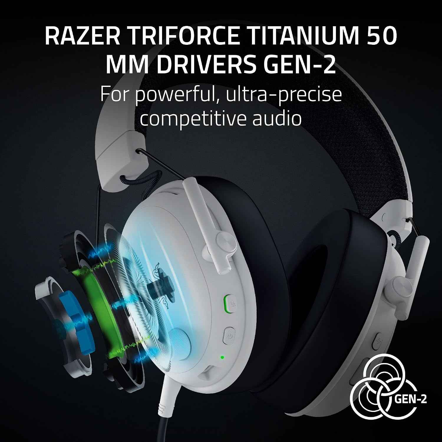 Razer BlackShark V3 Wireless PC Gaming Headset, 50mm Drivers, White | Super Wideband Mic, 2.4 GHz, Bluetooth, USB, Works with Mac, PS5, Nintendo Switch, Smartphone, 70 Hr Battery