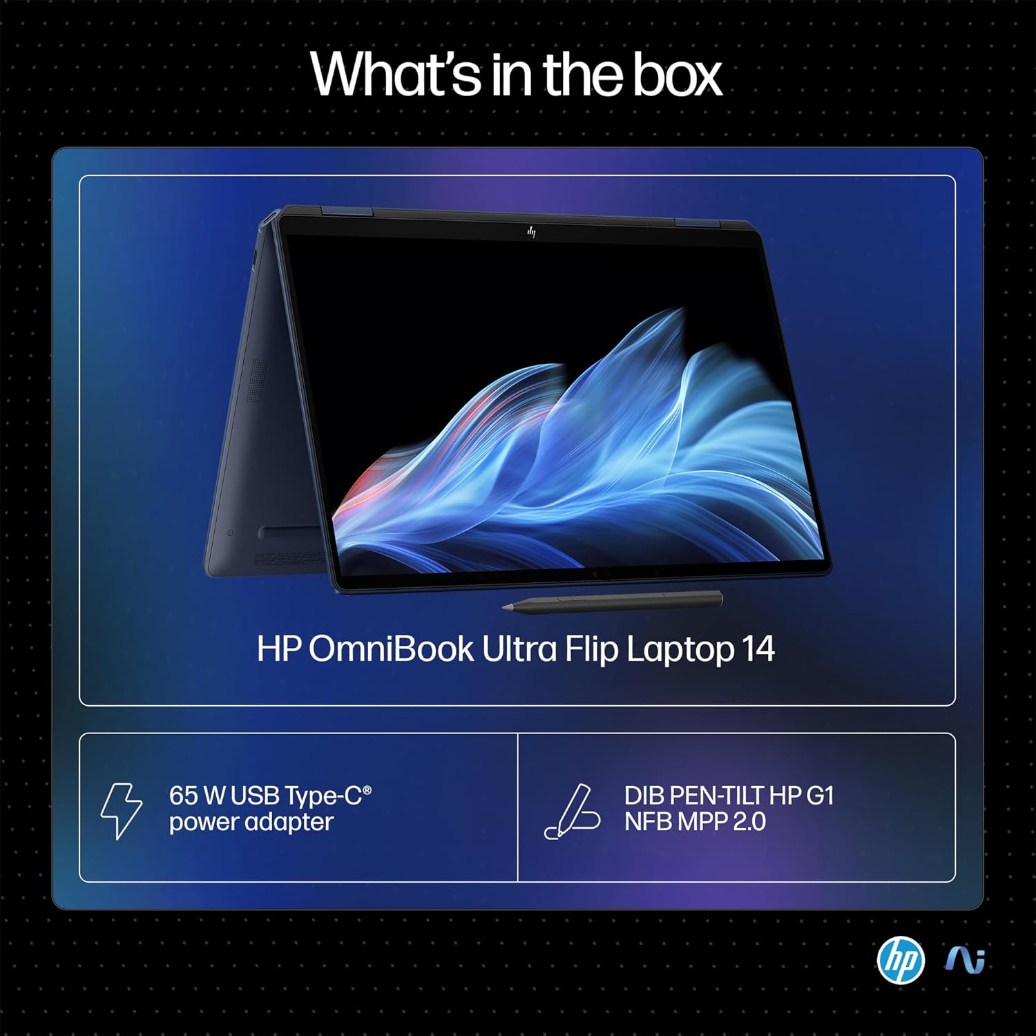 HP OmniBook Ultra Flip (Previously Spectre) Intel Core Ultra 7 258V 47 TOPS (32GB LPDDR5X, 1TB SSD) OLED, 500 nits,14''/35.6cm, Touch 2-in-1, Win11, Office21, Blue, 1.34kg, fh0046TU Next Gen AI Laptop