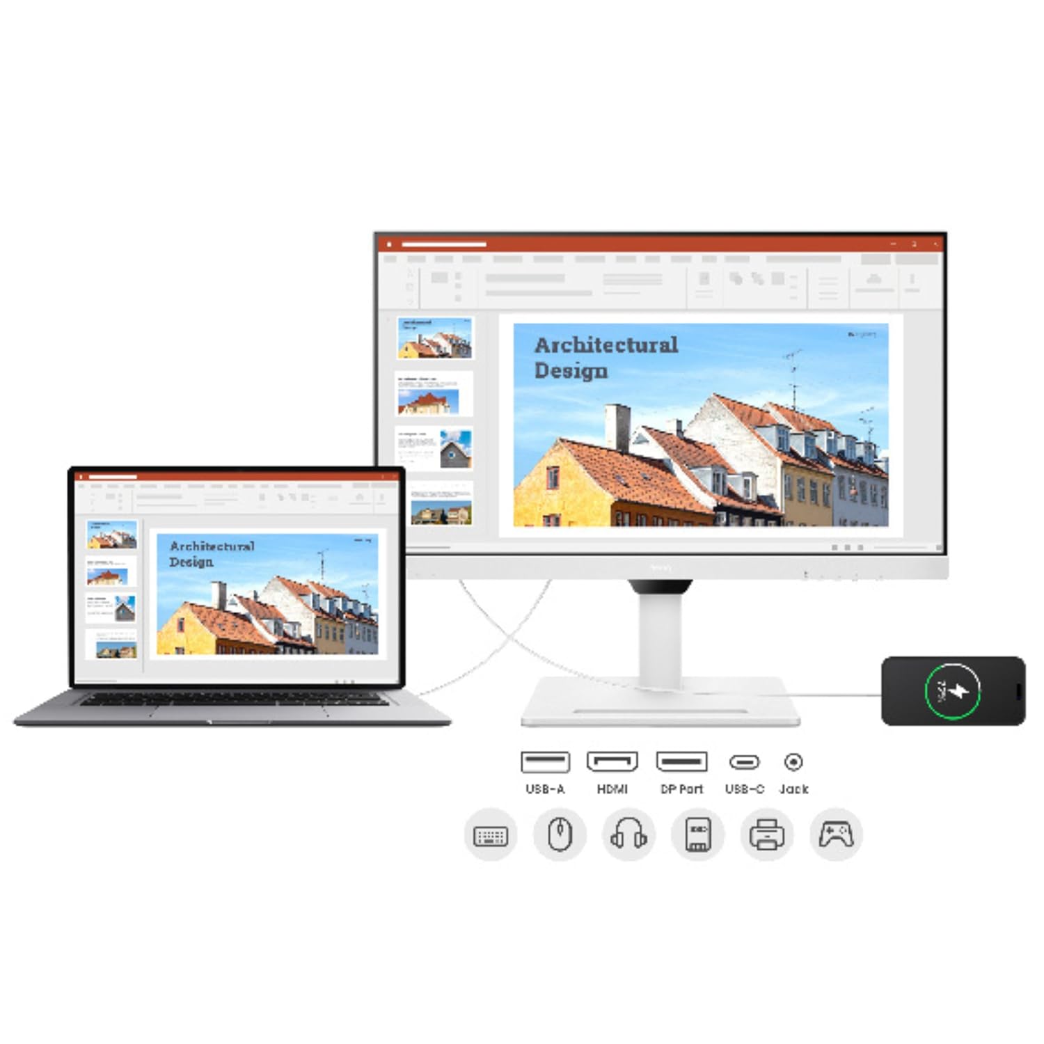 BenQ GW2790QT 27" IPS 2k QHD Monitor| USB-C (65W PD)| Coding Mode| 99%sRGB|Daisy Chain| Height Adjust| 75Hz| Eye Safe Certified| Brightness Intelligence| Noise Filter Speakers| HDMI|DP|USB Hub (White)