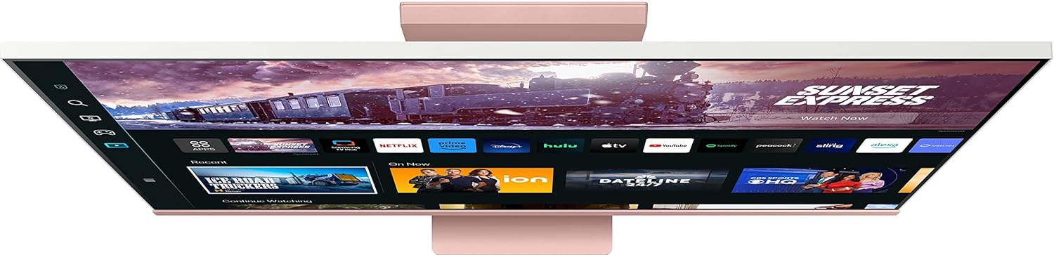 Samsung 32-inch(80cm) M8 4K UHD Smart Monitor, Mouse & Keyboard Control, HAS, Pivot, Type-C, Smart TV apps, Office 365, Dex, Apple Airplay, BT, IOT, Speakers, Remote (LS32CM80PUWXXL, Pink)