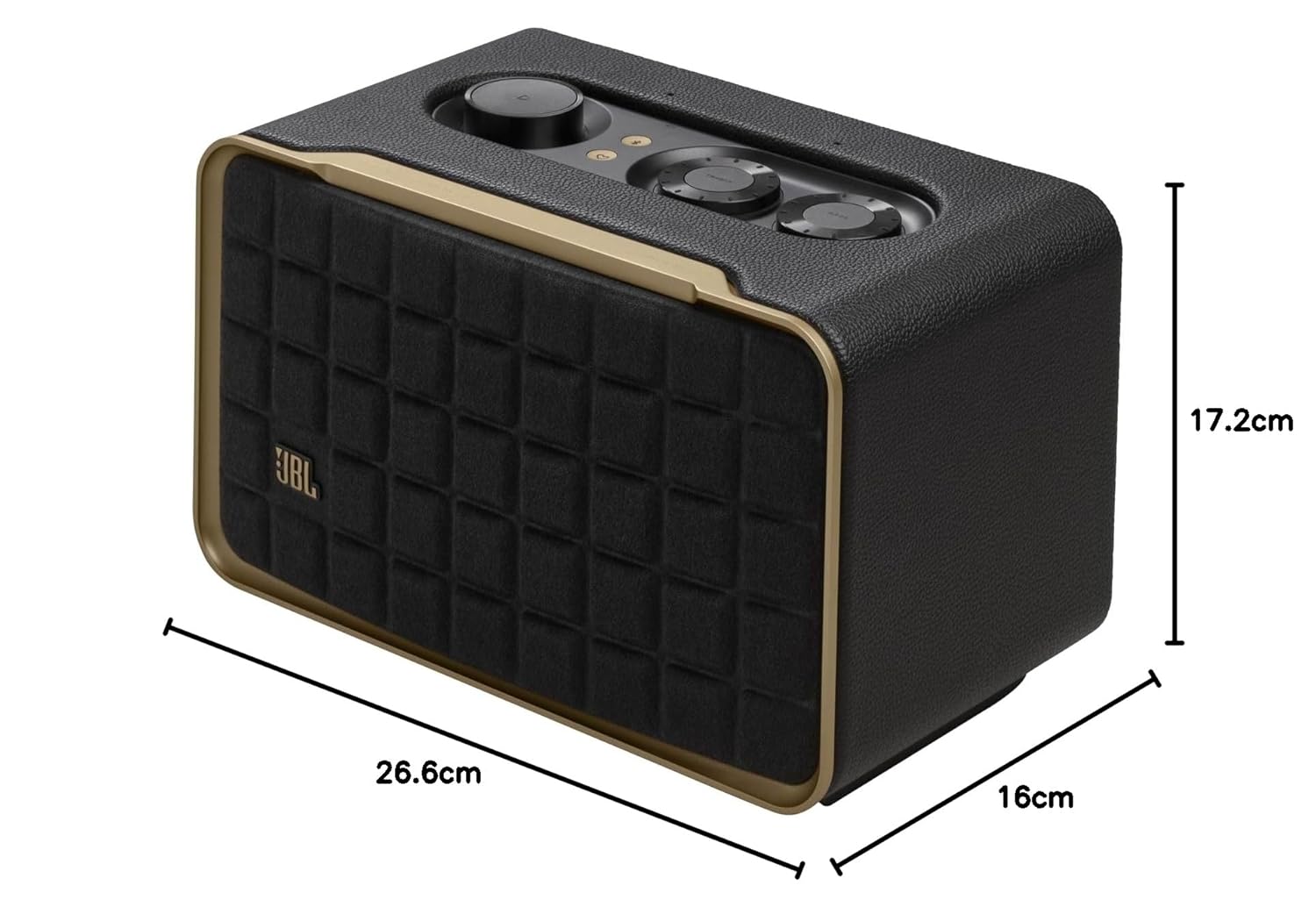 JBL Authentics 200, Smart Home WiFi Speaker and Music Streaming, Voice Assist and Bluetooth Connectivity, Automatic Calibration, Compatible with Google Home & Amazon Alexa, Retro Design in Black - Zapnet.in