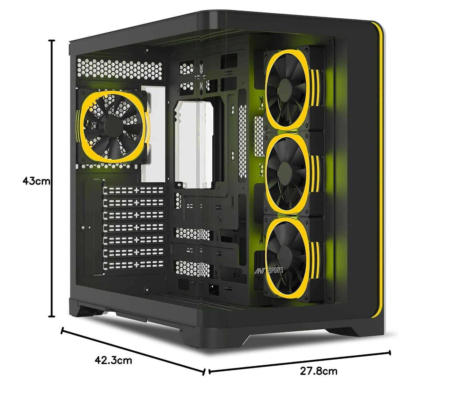 Ant Esports Crystal ARC Mid-Tower Computer Case/Gaming Cabinet - Black |Front Curved Glass|Support ATX, Micro-ATX, Mini-ITX | Pre-Installed 4 ARGB-PWM Fans