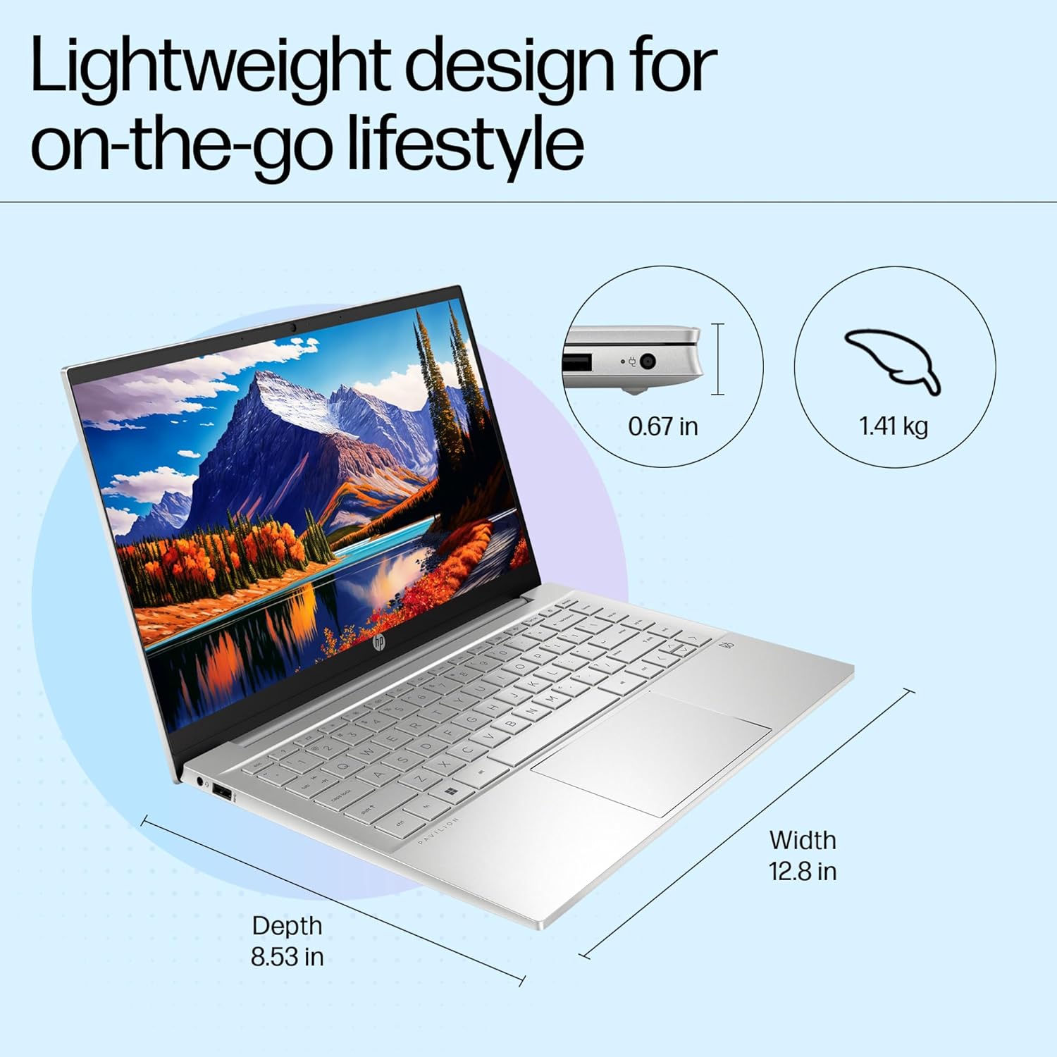 HP Pavilion, 12th Gen Intel Core i5-1235U, 8GB DDR4, 512GB SSD, Micro-Edge, BrightView, IPS, 14-inch(35.6cm) FHD Laptop, HD Camera, Backlit KB, B&O (Win 11, Office 21, Silver, 1.41kg) dv2053TU